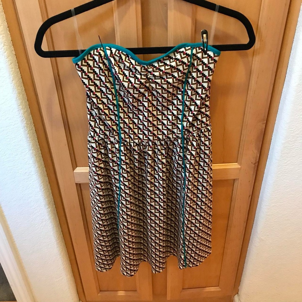 Strapless Sweetheart Strapless Geometric Print Dress Size Small